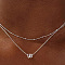 Brass Double Layer Small Letter Pendant Necklaces for Women, Platinum, Letter W, 15.75 inch(40cm)