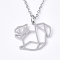 Non-Tarnish 201 Stainless Steel Pendant Necklaces, with Cable Chains, Squirrel, Stainless Steel Color, 17.5 inch~17.9 inch(44.5~45.5cm), 1.5mm, Squirrel: 17.5x20x1mm