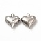 Non-Tarnish 304 Stainless Steel Pendants, Puffed Heart Charm, Stainless Steel Color, 15.8x13.5x5.8mm, Hole: 1mm