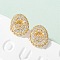 Brass Micro Pave Cubic Zirconia Stud Earrings, Rack Plating, Long-Lasting Plated, Real 18K Gold Plated, Letter O, 13.5x11mm