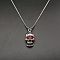 Alloy Ruby Rhinestone Pendant 667 Stainless Steel Chain Necklaces, Stainless Steel Color, Skull, 23.62 inch(60cm)
