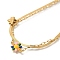 Ion Plating(IP) 304 Stainless Steel Enamel Double Layer Flower & Bees Pendant Necklaces for Women, Real 14K Gold Plated, Colorful, 16.34 inch(41.5cm)