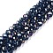 Electroplate Glass Beads Strands, AB Color Plated, Faceted, Rondelle, Marine Blue, 6x5mm, Hole: 1mm, about 80~85pcs/strand, 38~40cm