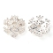 Brass Micro Pave Clear Cubic Zirconia Bead Caps, Cadmium Free & Nickel Free & Lead Free, Flower, 925 Sterling Silver Plated, 10x10x3mm, Hole: 1.5mm