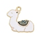 Alloy Enamel Pendants, Lama Charm, Golden, Dark Slate Gray, 27.5x28.5x1.5mm, Hole: 2.5mm