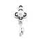Alloy Rhinestone Pendants, with ABS Plastic Pearl, UV Plated, Key, Platinum, 24x10x5.5mm, Hole: 1.8mm
