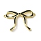 Brass Enamel Connector Charms, Cadmium Free & Lead Free, Bowknot Link, Real 18K Gold Plated, Black, 21.5x32x3mm, Hole: 1mm