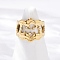 304 Stainless Steel Cuff Open Rings, with Rhinestone, Golden, 16mm, Inner Diameter: 17mm