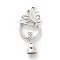 Butterfly with Ring Brass Micro Pave Clear Cubic Zirconia Fold Over Clasps, Cadmium Free & Lead Free, Platinum, Butterfly: 15x17.5x3mm, hole: 1mm, Clasp: 13x7x6mm, Inner Diameter: 4mm