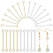 100Pcs 2 Colors Brass Eye Pins, Double Sided Eye Pins, Mixed Color, 26 Gauge, 25x2.7x0.4mm, Hole: 1.8mm, 50pcs/color