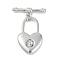 Brass Toggle Clasps, Cadmium Free & Nickel Free & Lead Free, Heart, Platinum, Heart: 20.5x13x3mm, Hole: 8.5x6mm, Bar: 18.5x5x3mm, Hole: 1.2mm