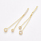 Brass Pendants, with Cubic Zirconia and Boston Link Chains, Clear, Nickel Free, Real 18K Gold Plated, 48mm, Flat Round: 4mm and 5mm, Hole: 0.8mm