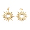 Rack Plating Brass Micro Pave Clear Cubic Zirconia Pendants, with Jump Ring, Long-Lasting Plated, Cadmium Free & Lead Free, Sun Charm, Real 18K Gold Plated, 28x25x2mm, Hole: 3.4mm