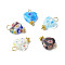 Heart Handmade Millefiori Lampwork Beads Pendant, with Tibetan Style Alloy Daisy Spacer Beads and Brass Ball Head Pins, Mixed Color, 18x12x4mm, Hole: 2.5mm