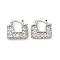 Rectangle Rack Plating Brass with Cubic Zirconia Hoop Earrings, Cadmium Free & Lead Free, Platinum, 15.5x5.5mm