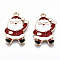 Eco-Friendly Alloy Enamel Pendants, Cadmium Free & Lead Free & Nickel Free, Christmas Santa Claus, Light Gold, FireBrick, 23x16x1.2mm, Hole: 1.6mm