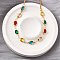 304 Stainless Steel Curb Chain Necklaces, Oval Glass Beads Link Necklaces for Women, Faceted, Golden, 16.73 inch(42.5cm)