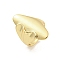 Rack Plated Brass Heart & Oval Open Cuff Ring for Women, Lead Free & Cadmium Free, Long-Lasting Plated, Real 18K Gold Plated, 28.5mm