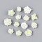 Flower Resin Cabochons, for Jewelry Making, with Glitter Powder, Pale Green, 6~12x6~12x2.5~6mm, about 2500~3000pcs