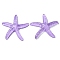 Translucent Resin Sea Animal Cabochons, Glitter Starfish, Violet, 37x39x6mm