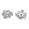 Brass Micro Pave Clear Cubic Zirconia Bead Caps, Cadmium Free & Nickel Free & Lead Free, Flower with Star, Platinum, 15x5mm, Hole: 3mm