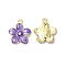 Alloy Enamel Pendants, Cadmium Free & Nickel Free & Lead Free, Golden, Flower Charm, Blue Violet, 16x14x2.4mm, Hole: 1.5mm