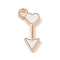 Alloy Enamel Pendants, Light Gold, Arrow Charm, White, 16x7.5x1.5mm, Hole: 1.8mm
