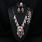 Teardrop Alloy with Resin Pendant Necklace & Stud Dangle Earring & Link Bracelet & Ring, Antique Silver, Red, 45x21mm & 540mm & 210~230mm & 30x20mm