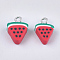 Handmade Polymer Clay Pendants, with Iron Findings, Imitation Food, Watermelon, Platinum, Red, 14.5~15x10~11x4.5mm, Hole: 1.8mm