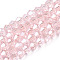 Transparent Electroplate Glass Beads Strands, Pearl Luster Plated, Faceted, Bicone, Misty Rose, 6x6mm, Hole: 1mm, about 45~47pcs/strand, 9.65~9.84 inch(24.5~25cm)