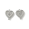 304 Stainless Steel Connector Cabochon Settings, Heart, Stainless Steel Color, Tray: 1.2mm, 12.5x10.5x3.5mm, Hole: 1mm