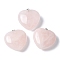 Natural Rose Quartz Pendants, Heart Charms with Platinum Tone Brass Findings, 30.5x30x13mm, Hole: 7x4mm