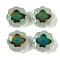 Two Tone Glass Mood Beads, Temperature Sensing Color Changing Beads, Flower, Green, 12x12x5mm, Hole: 1.2mm