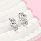 Brass Clear Cubic Zirconia Hoop Earrings, Round, Platinum, 13x5x14.5mm