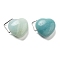 Natural Flower Amazonite Pendants, Heart Charms with Platinum Tone Brass Findings, 15~16x16~16.5x7.5mm, Hole: 2.5~4x4~7mm