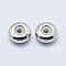 Brass Beads, with Rubber, Rondelle, Slider Beads, Platinum, 6x3mm, Hole: 1mm