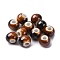 Handmade Porcelain Beads, Round, Coconut Brown, 6~7x5~6mm, Hole: 2mm