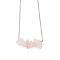 Natural Rose Quartz Chip Pendant Necklaces, 304 Stainless Steel Cable Chain Necklaces, Stainless Steel Color, 16.65 inch(42.3cm)