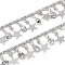 Handmade Brass & Rhinestone Chains, for Necklaces Bracelets Making, Long-Lasting Plated, Soldered, with Spool, Star, Platinum, 3x1.5x1mm, about 16.40 Feet(5m)/Roll