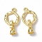 Brass Fold Over Clasps, Cadmium Free & Nickel Free & Lead Free, Textured Ring, Jewelry Making Findings, Real 18K Gold Plated, Ring: 18x13x2mm, Hole: 1.8mm, Clasp: 12.5x7.5x5.5mm, Inner Diameter: 3.5mm