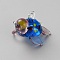 Handmade Lampwork Pendants, Tortoise, Royal Blue, 35x29x19.5mm, Hole: 1.2x2.5mm