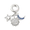 Brass Micro Pave Cubic Zirconia Pendants, Cadmium Free & Lead Free, Stars, Sun, Moon, European Dangle Charms, Large Hole Pendants, Cadmium Free & Lead Free, Platinum, 29mm, Hole: 5mm