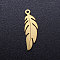 304 Stainless Steel Pendants, Feather, Golden, 20.5x6.5x1mm, Hole: 1mm
