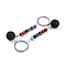 Natural Lava Rock Round Beaded Keychain, with Iron Rings, 95~96mm