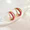 Stainless Steel Triple C-Shaped Stud Earrings, Golden, 20x15mm