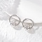 304 Stainless Steel Hoop Earrings, with Ion Plating(IP), with Hollow Round Brass Beads, Stainless Steel Color, 23.5x20x11mm