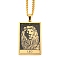 304 Stainless Steel Tarot Pendant Necklaces, Cable Chain Necklaces, Leo, 23.23~24.21 inch(59~61.5cm)
