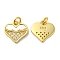 925 Sterling Silver Micro Pave Cubic Zirconia Charms, Heart Charm, with Shell & 925 Stamp & Jump Ring, Real 18K Gold Plated, 12x12x2mm, Hole: 3mm