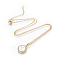 Brass Initial Pendant Necklaces, with Shell, Cubic Zirconia and 304 Stainless Steel Cable Chains, Flat Round with Letter, Letter.R, 17.5 inch(44.5cm), 1.5mm