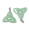 Natural Green Aventurine Pendants, with Stainless Steel Snap On Bails, Trinity Knot/Triquetra, Irish, 23~40x33~38x5~7mm, Hole: 6x4mm